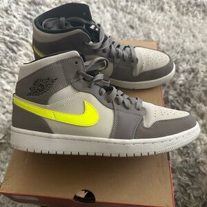 Nike Air Jordan Gray and Neon Sneakers